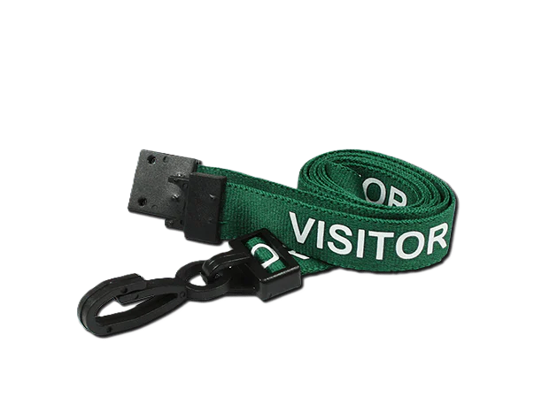 VISITOR Pre-Printed Breakaway Lanyards - Plastic J Clip - Pack of 100
