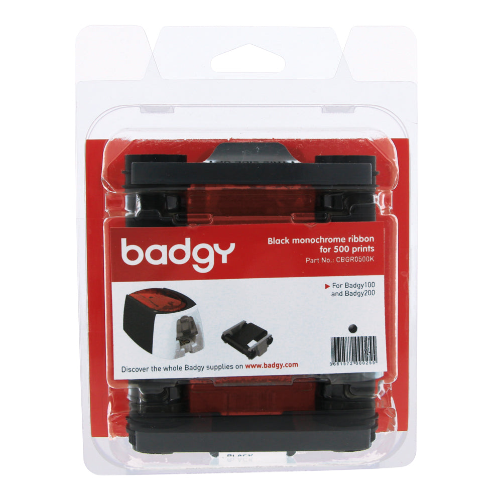 Evolis CBGR0500K Black Monochrome Printer Ribbon for Badgy 100/200 - 500 Prints