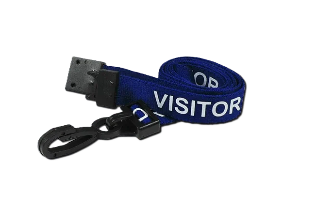 VISITOR Pre-Printed Breakaway Lanyards - Plastic J Clip - Pack of 100