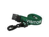 VISITOR Pre-Printed Breakaway Lanyards - Plastic J Clip - Pack of 100