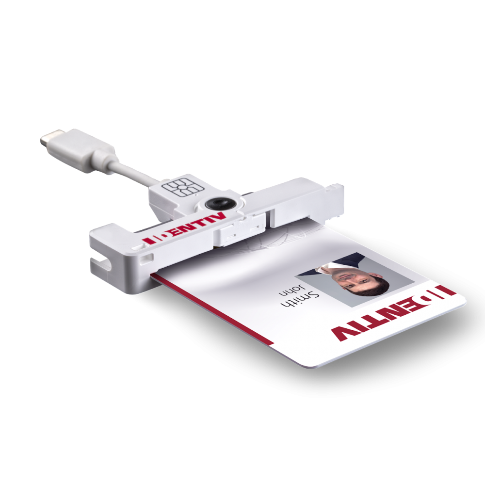 Identiv uTrust SmartFold SCR3500 C Type C USB Smart Card Reader - Right Facing