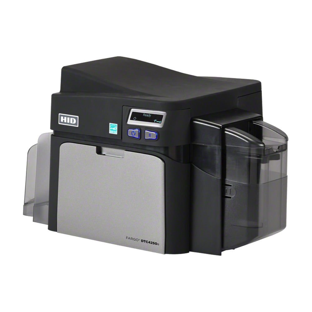 Fargo DTC4250e Dual Sided ID Card Printer- side view
