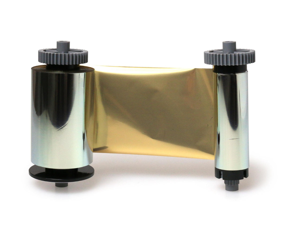 IDP Smart 659374 Monochrome Metallic Gold Printer Ribbon & Cleaning Roller - 1200 Prints